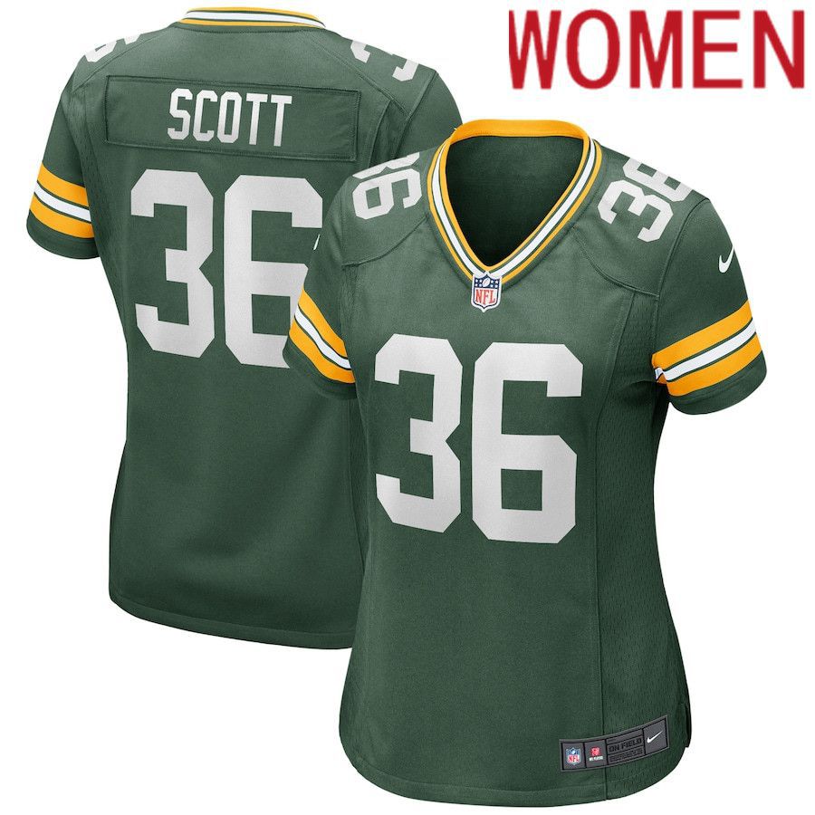 Women Green Bay Packers 36 Vernon Scott Nike Green Game NFL Jersey